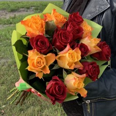 Boquet of red and orange roses Viviana - 50 cm